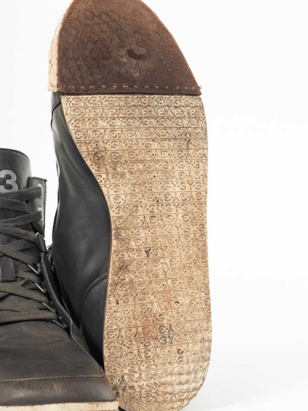 Y-3 Hemla "Vintage Black" Leather High-Top Lace-Up Sneakers - Picture 5 of 11